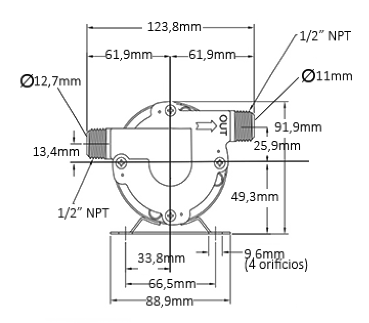 Cabeça Inline Chugger Pump - Dados técnicos e medidas